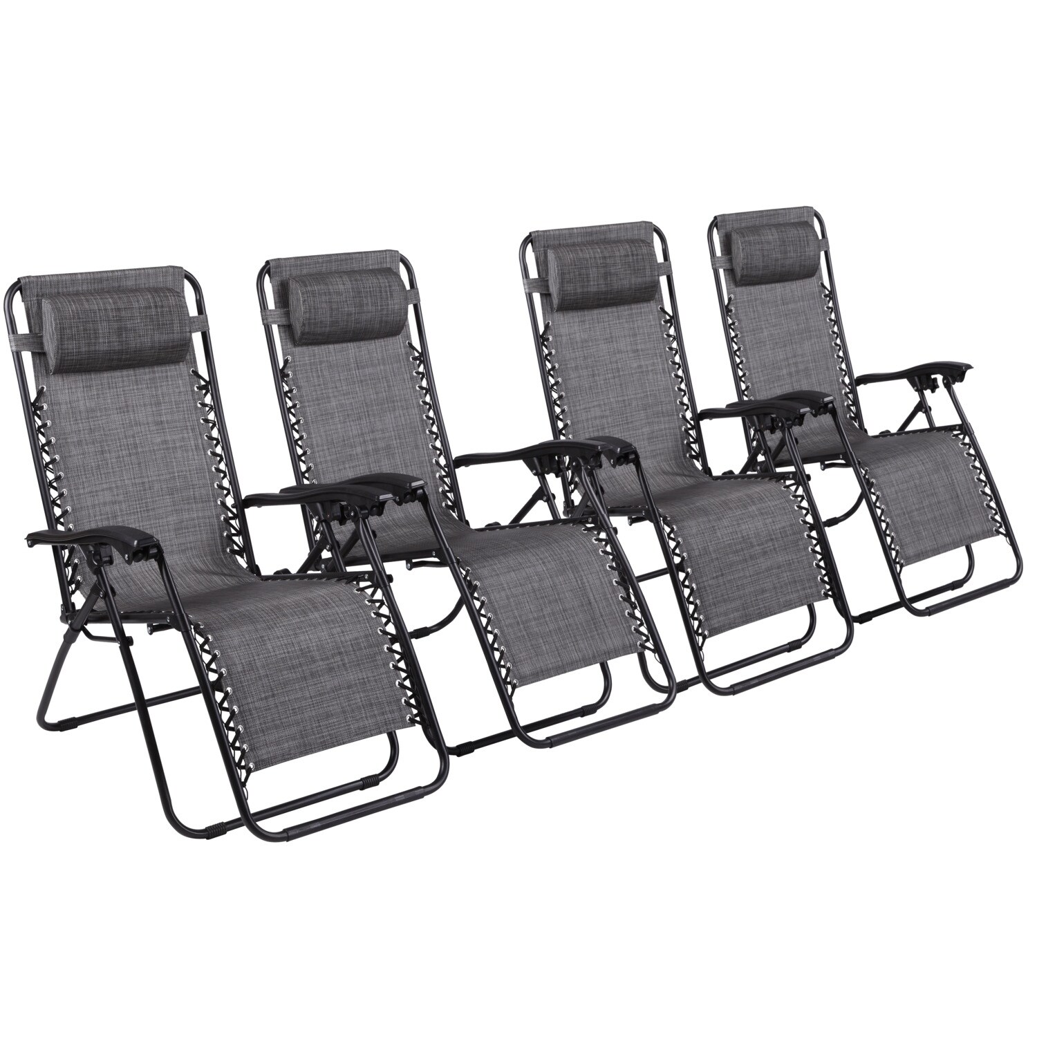 Zero Gravity Chairs Set of 4 Pool Lounge Chair Zero Gravity Recliner Zero Gravity Lounge Chair Antigravity Chairs with Headrest Grey - image 1 of 6