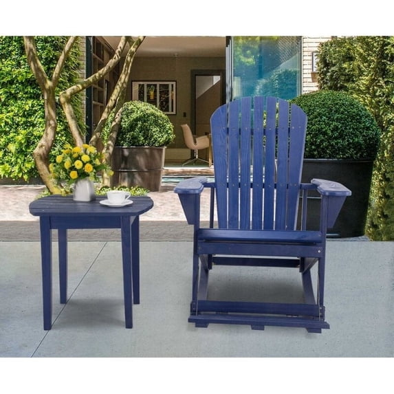 Zero Gravity Collection Adirondack Rocking Chair Navy Blue