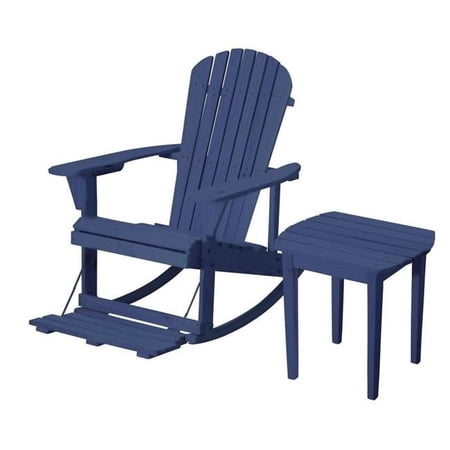 Zero Gravity Collection Adirondack Rocking Chair with Built-in Footrest, Navy Blue - Set of 2