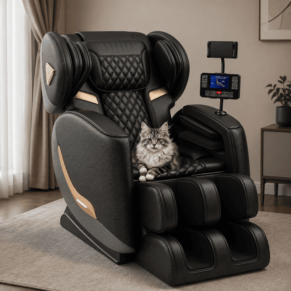 Zero Gravity Full Body Massage Chair with Heat & Foot Rollers, 165° Reclining Shiatsu Chair with Bluetooth, Airbag & Adjustable Footrest, Neck Back Pain Relief Gifts for Mom Dad