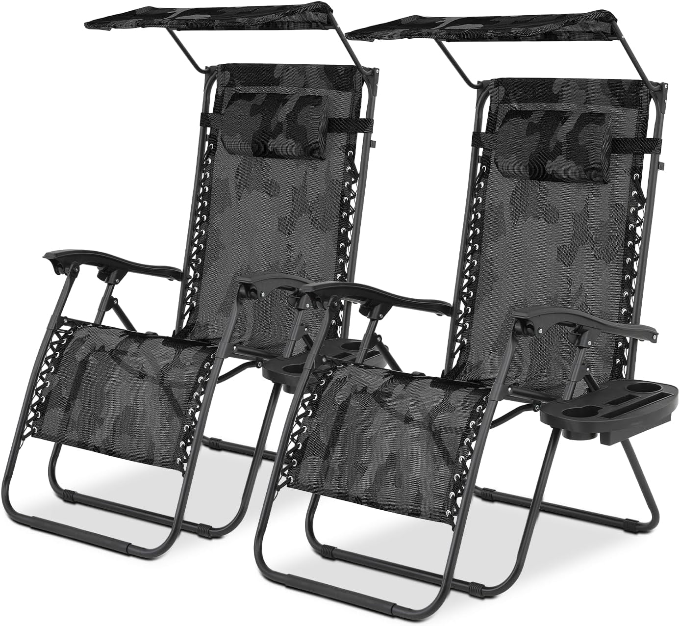 Zero Gravity Lounge Chairs with Canopy Outdoor Foldable Patio Reclining