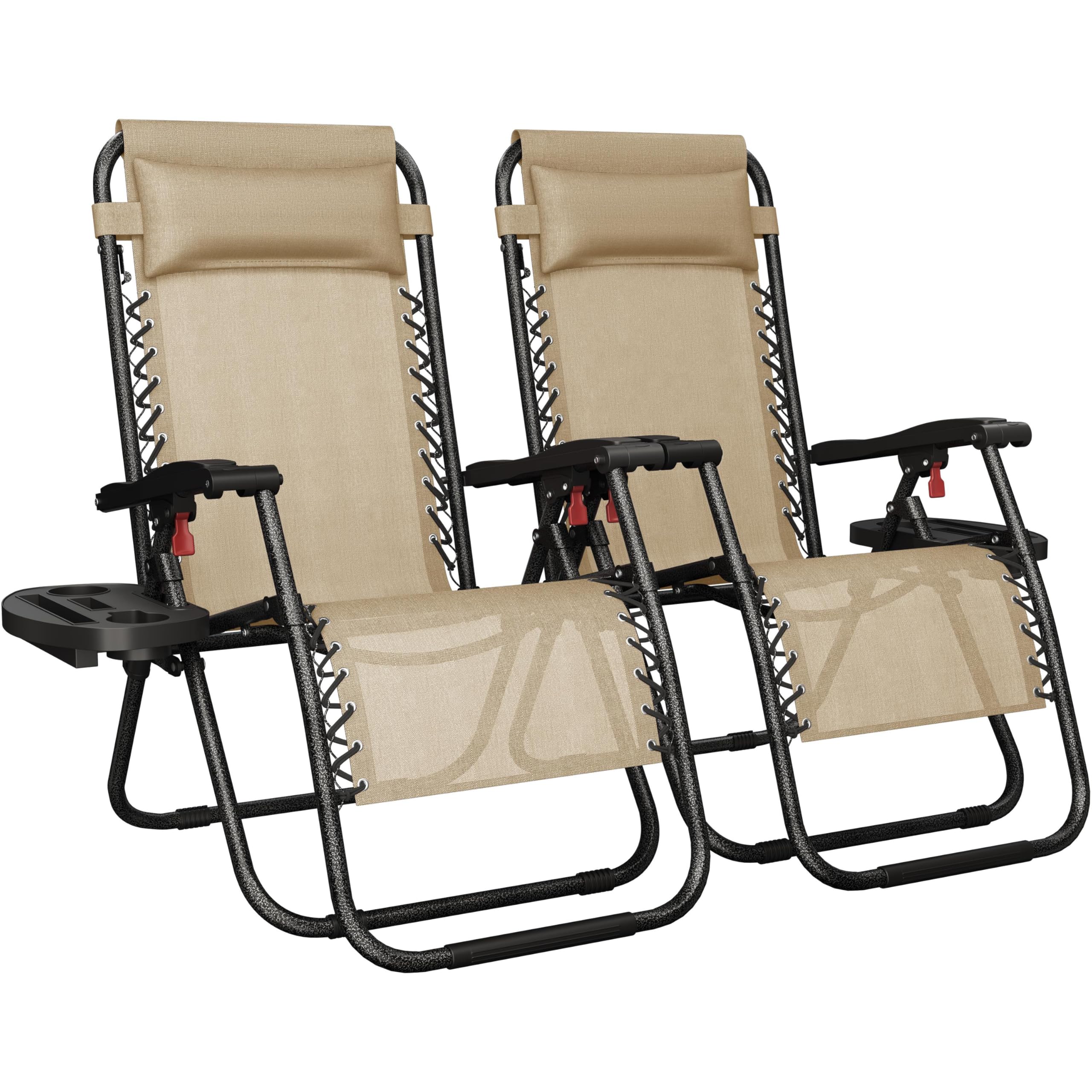 Zero Gravity Patio Chair Outdoor Adjustable Recliner with Pillows, Cup ...