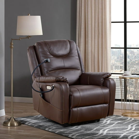 Zero Gravity Power Recliner with comfortable lying degree, Massage, Heating and Phone Holder
