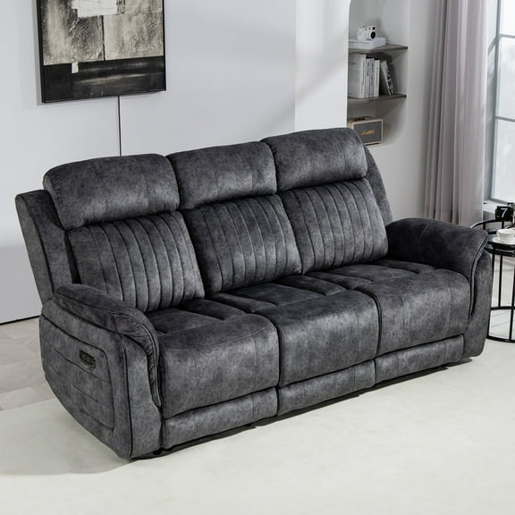 Zero Gravity Power Reclining Sofa with Adjustable Headrest, Electric Reclining Couch with Wireless Charge, USB Ports, Power Recliner Sofa 3-Seater with Drop Down Table, Cup Holder,Outlet