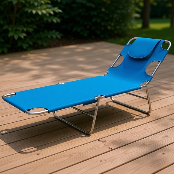 Zero Gravity Recliner Chair Portable Folding Beach Lounger with Face Hole and Pillow Adjustable 5 Position Backrest for Outdoor Backyard Poolside Patio Sunbathing Reading Carry Strap Side Pocket