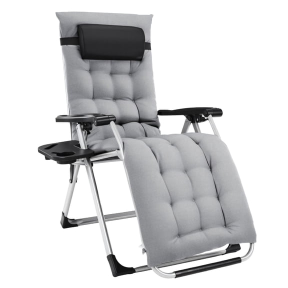 Zero Gravity Reclining Lounge Chair with Cushion & Cup Holder - Gray