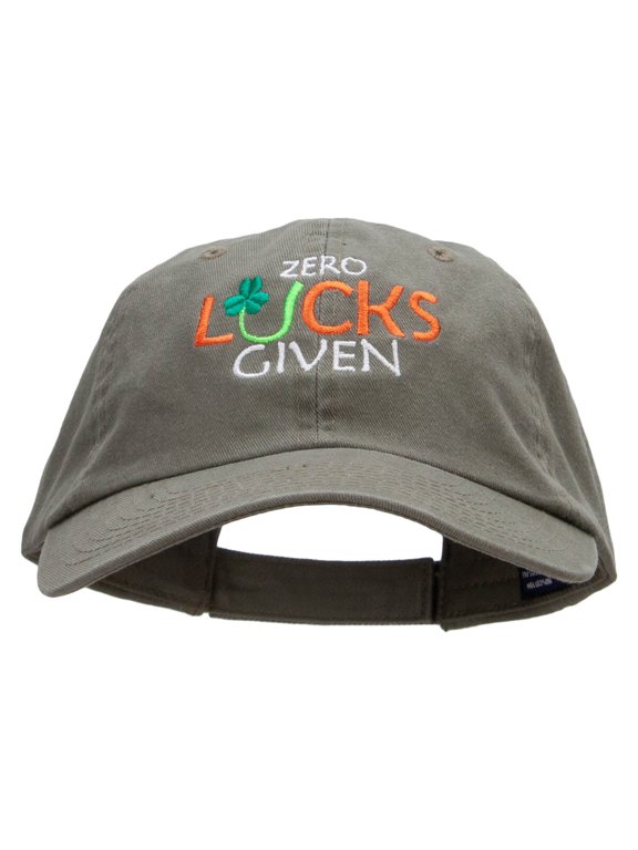 Zero Lucks Given Embroidered Low Profile Dyed Cotton Twill Cap - Olive OSFM