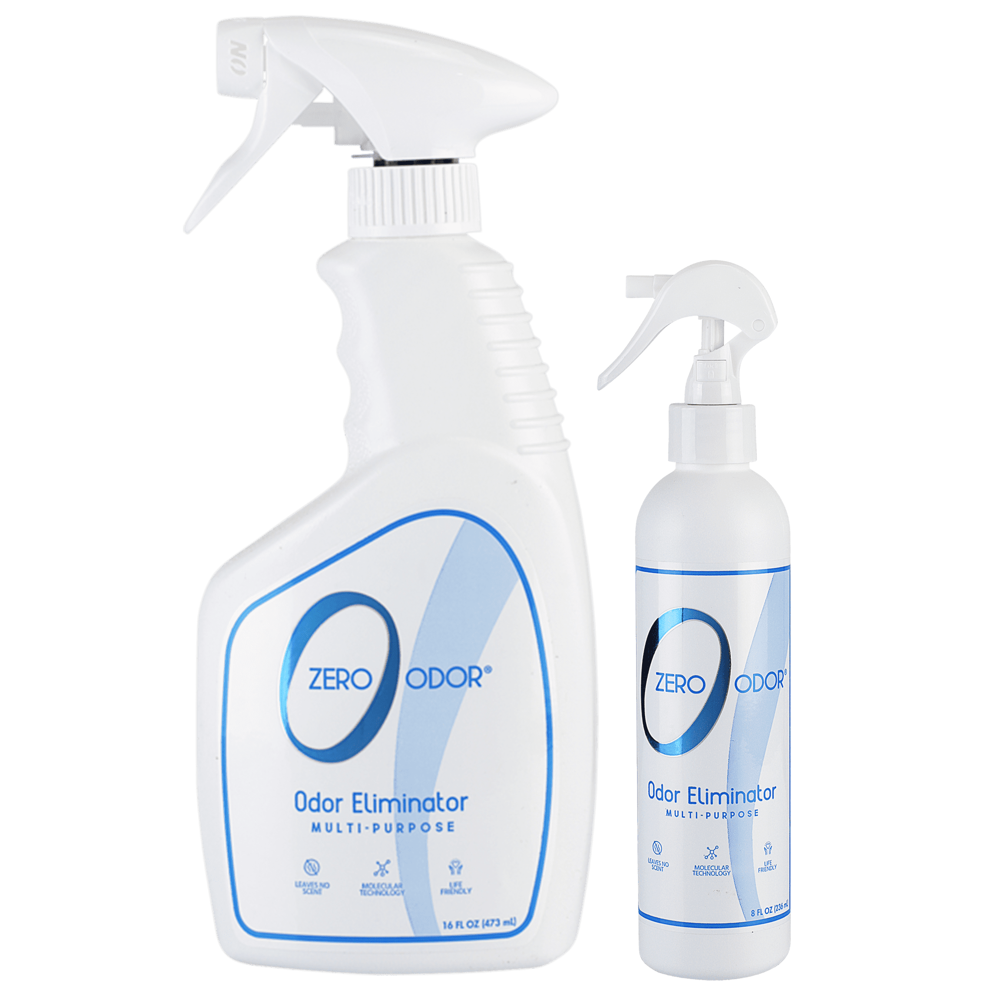 Zero Odor Molecular Odor Eliminator Kit Spray Multi-Purpose Air & Surface Deodorizer Smell Remover 16 oz & 8 oz 2pk