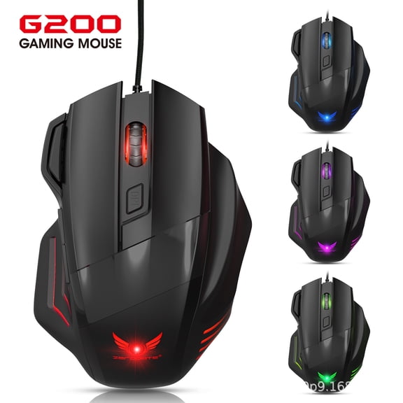 Zero Point Appointment G200 Wired Gaming Mouse 7 Buttons 7-Color Breathing Light 2400 DPI Ergonomic for Windows/MAC