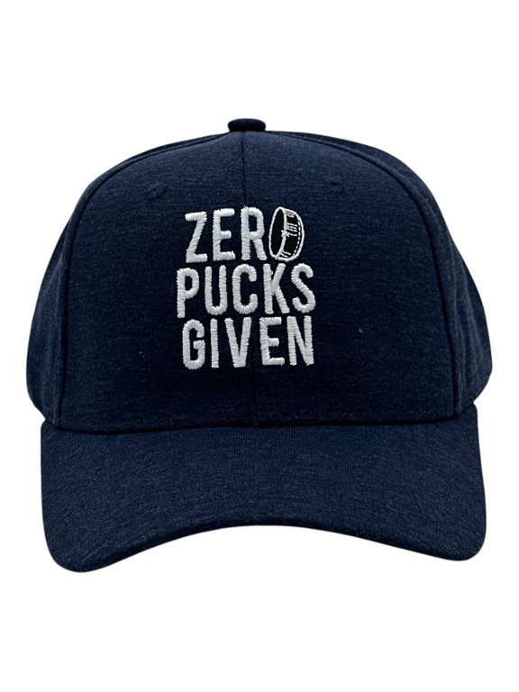 Zero Pucks Given Hat Funny Sarcastic Hockey Graphic Novelty Cap