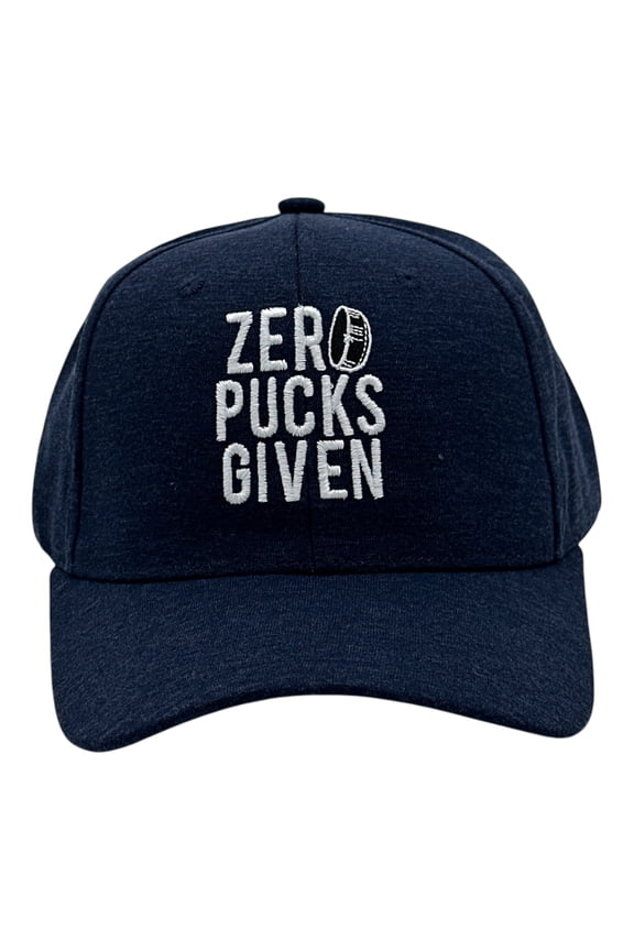 Zero Pucks Given Hat Funny Sarcastic Hockey Graphic Novelty Cap