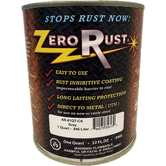 Zero-Rust AR-61QT-CA High Solid Zero Rust Primer, 1 qt Aerosol Can, Gray