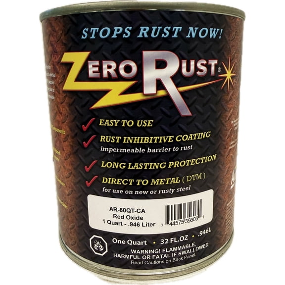 Zero Rust AR-60QT-CA Red Rust Inhibitive Coating Quart