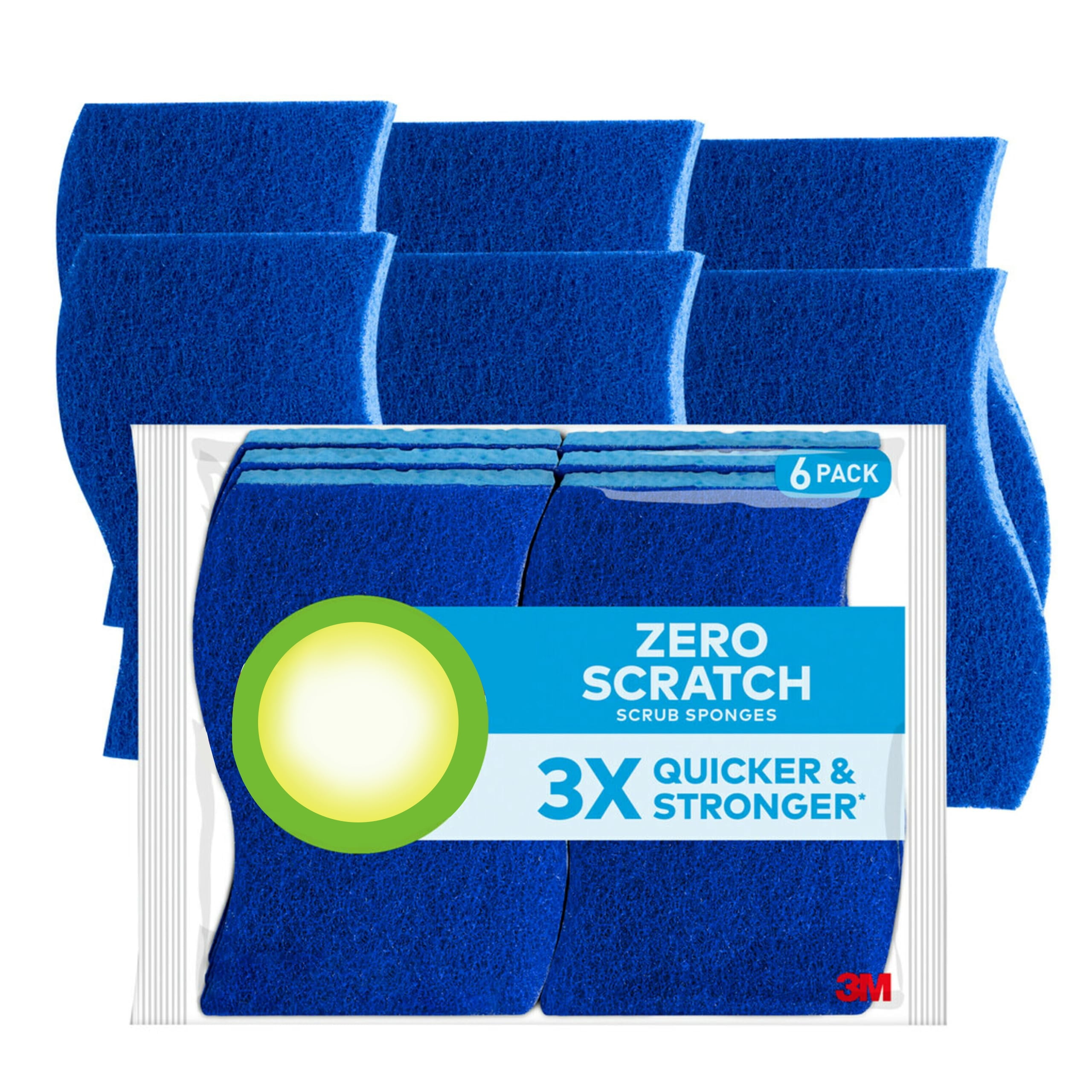 Zero Scratch Scrub Sponges, 6 Kitchen Sponges for Washing Dishes and