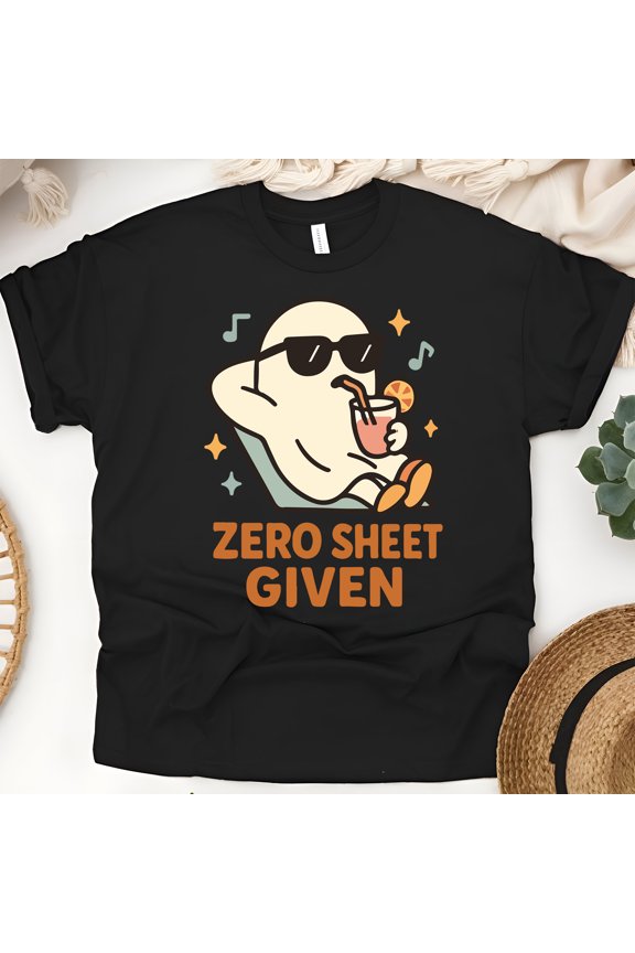 Zero Sheet Given Ghost T-Shirt | Funny Unisex Spooky Outfit, Black, Size XL
