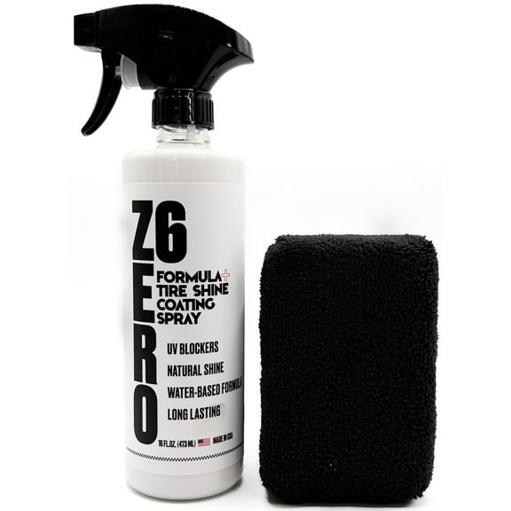 Zero Six - Sio2 Ceramic Tire Shine Coating Spray W Applicator- Long Lasting UV Protection-No Sling | Restores Rubber, Plastic, & Vinyl | Water-Based. Natural Shine