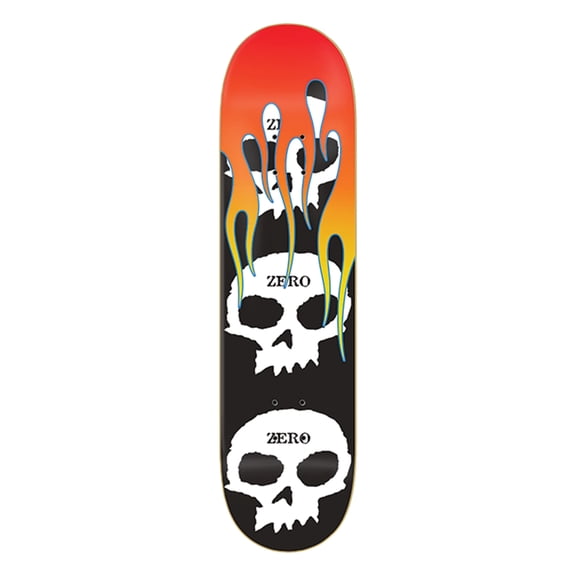 Zero Skateboards 3 Skull with Flames Skateboard Deck - 8.5" Black (Deck Only)