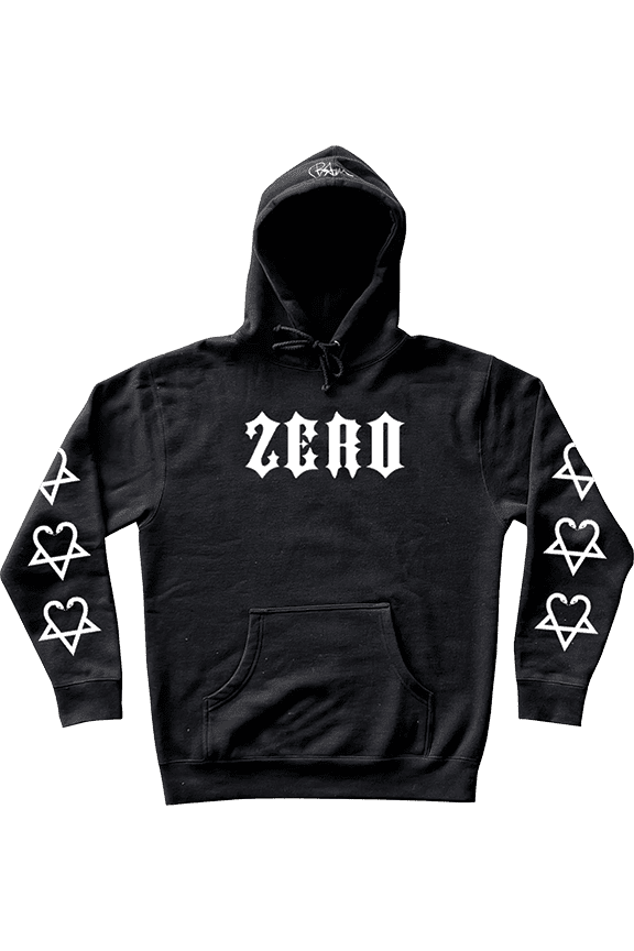 Bam 3 Star Multi Heart Black / White Hooded Sweatshirt - Medium