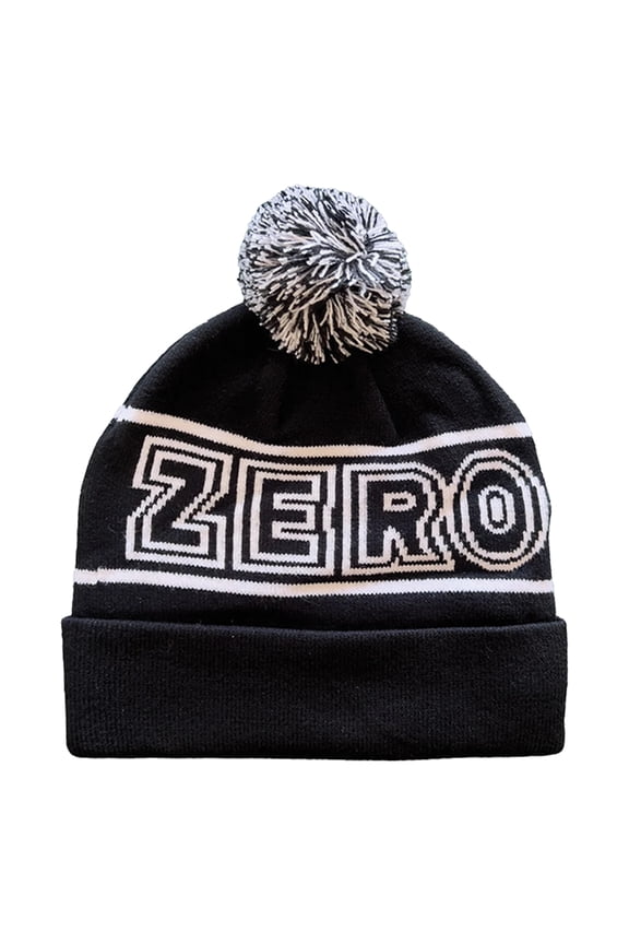 Bold Tight-Knit Pom Beanie Black/White Hat
