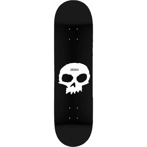 Zero Skateboards Single Skull Black / White Skateboard Deck - 8.12" x 31.6" (Deck Only)