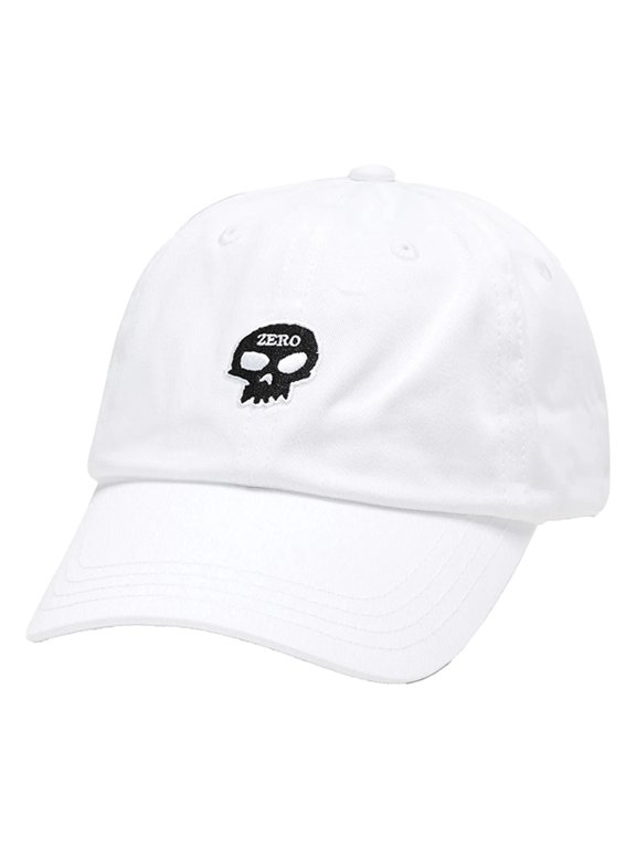Single Skull Dad White Adjustable Hat