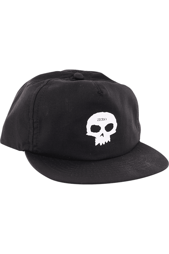 Single Skull Hat Black White