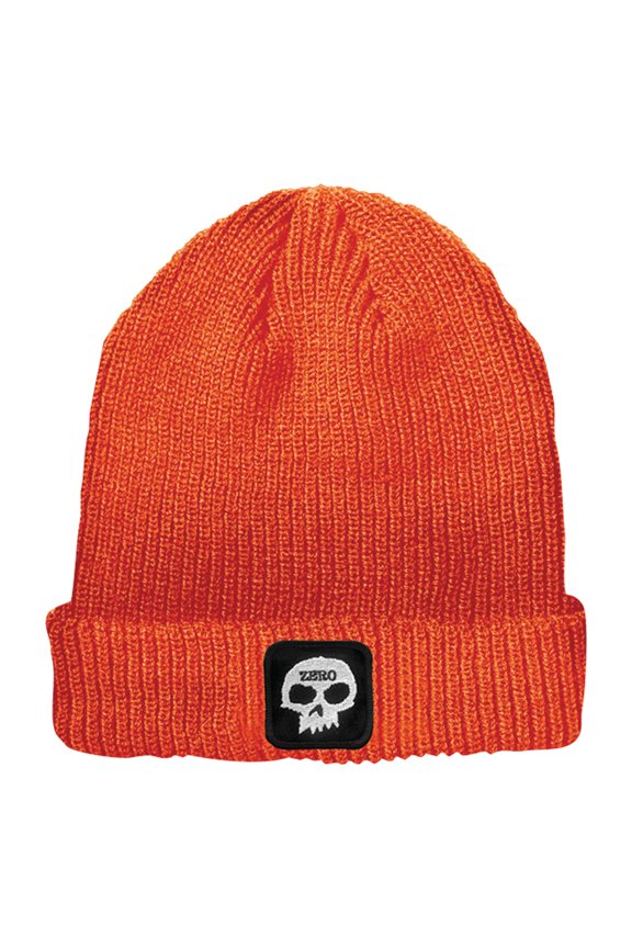 Skull Patch Beanie Orange Hat