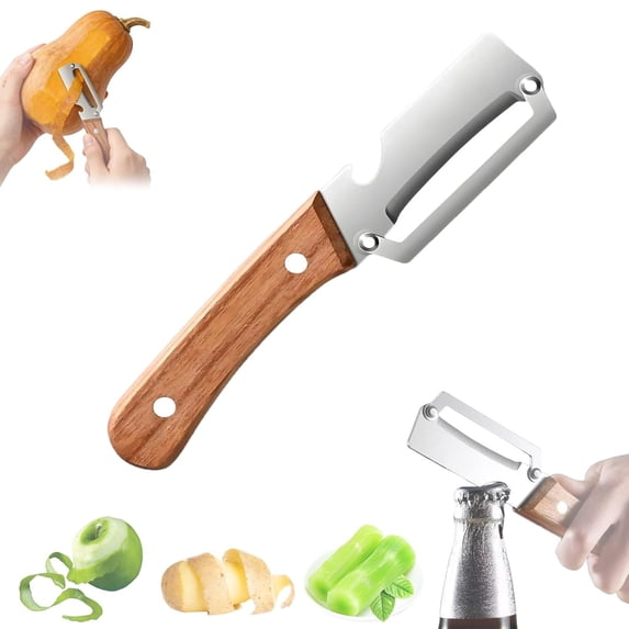 Zero Snag Wooden Peeler, Zero Snag Wooden Kitchen Tool, Multi-Functional Vegetable Peeler for Kitchen, Multifunctional Vegetable Peelers Stainless Steel Sharp Blades with Bottle Opener