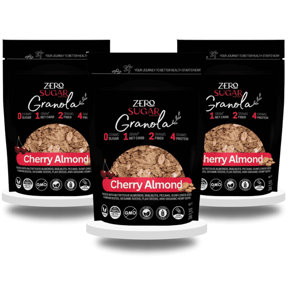 Cherry Almond Granola - Sugar Free, Keto, Dairy-Free 3-Pack 10 oz