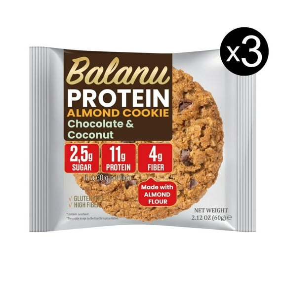 Zero Sugar Coconut and Cacao Almond Cookies 50 Gr x 3