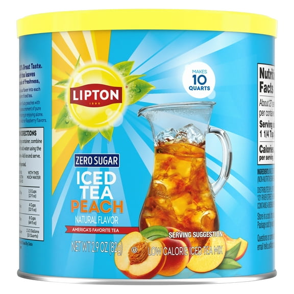 PR Lipton Zero Sugar Diet Sugar Free Peach Iced Tea Mix, 10 Quarts