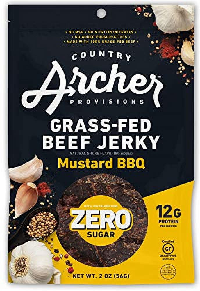 Zero Sugar Mustard BBQ Beef Jerky by Country Archer | 100% Grass-fed, Sugar-free Beef Jerky ...
