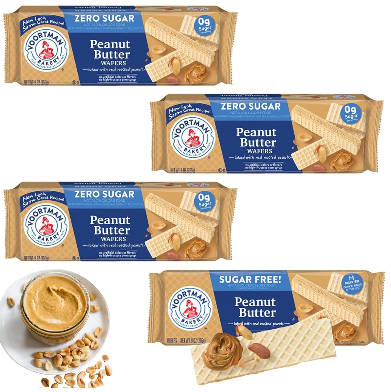 Zero Sugar Wafers - 4x Peanut Butter Wafers (Pack Of 4 x 255g) Especially Since They're Sugar Free and Don't Contain any Artificial Colors or Flavors