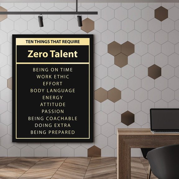 Zero Talent Inspirational Modern Art Poster Wall Art Office Decor, Inspiration Quote Home Sign Team Daily Reminder Poster UNFRAMED Poster, 12x18