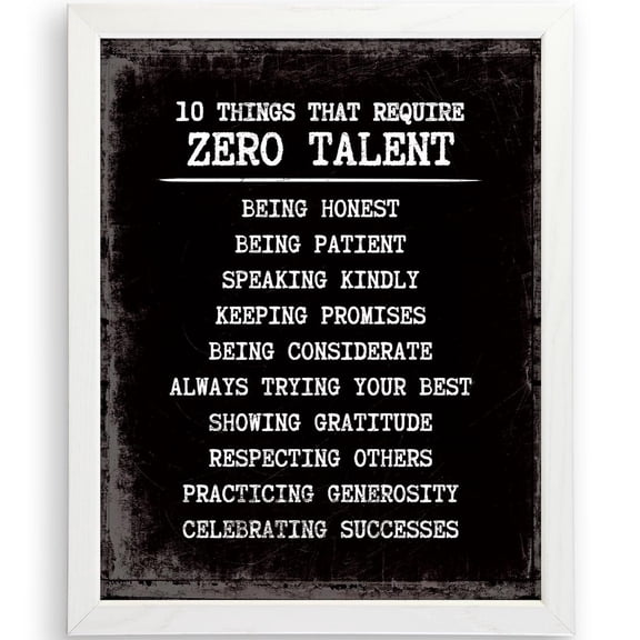 Zero Talent Inspirational Motivational Classroom Wall Art Print, Artistic Inspirational Theme For Home, Bedroom And Office Decor