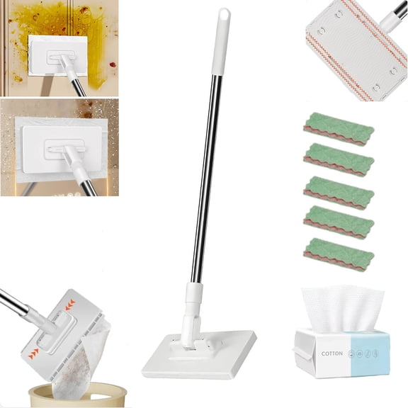 The Zero-Touch Mini Mop, Snap Grip 180 Swivel Mini MopsNo-Wash Mop, Face Towel Mops, Snap Grip Mini Mops, Zero-Button Cloth Change, for Floor, Bathroom Cleaning