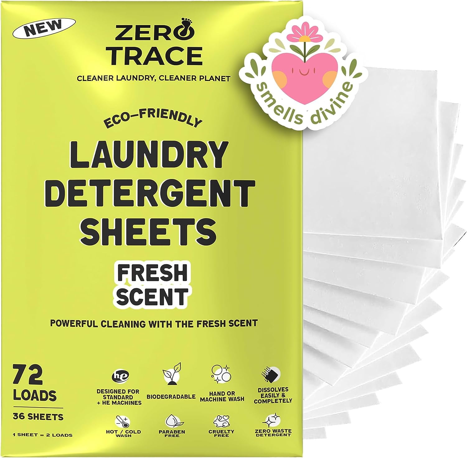 Zero Trace All Natural Laundry Detergent Sheets - Powerful Eco-Friendly ...