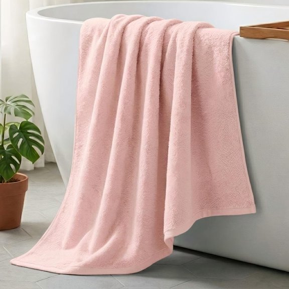 Zero-Twist Bath Towel 27.5x55 Inch 330g, Long-Staple Ultra Soft Absorbent Quick-Dry, Hotel Bathroom Gym Pool Travel Towel, Coral 1-Pack