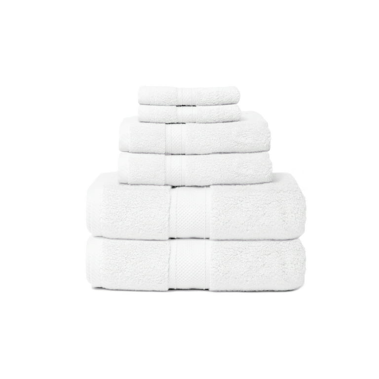 Shop Breeze Jacquard Wavy Border Zero Twist Cotton Towel Set White, Bath  Towels