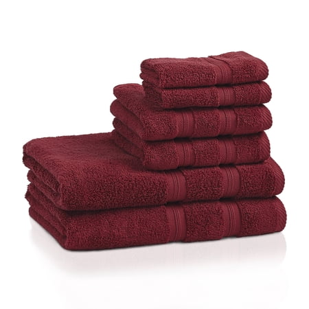 Zero Twist Smart Dry 100% Combed Cotton 6-Piece Towel Set Crimson