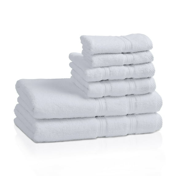 Zero Twist Smart Dry 100% Combed Cotton 6-Piece Towel Set White