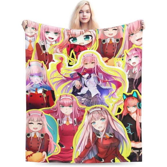 Zero Two Blanket Soft and Comfortable Warm Fleece Throw Blankets Carpet Rug Decoration Gift for Decor room dormitory Picnic Yoga Sofa Camping Travel All Season