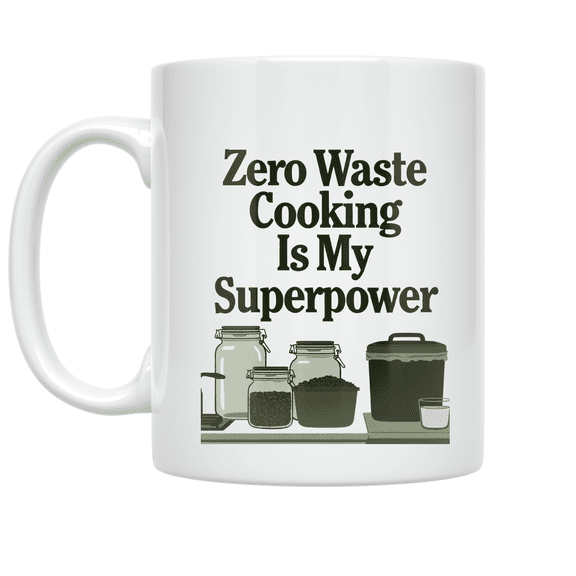 Zero Waste Cooking Is My Superpower - Eco-Conscious Home Chef - 11 oz Ceramic Coffee Mug