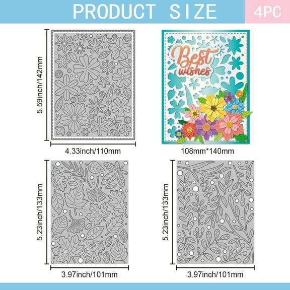 Zero Waste Flowers Leaves Background Cutting Dies for DIY Scrapbooking Metal Plants Background Cut Dies Die Cuts for Card Making Embossing Photo Album Craft Decor