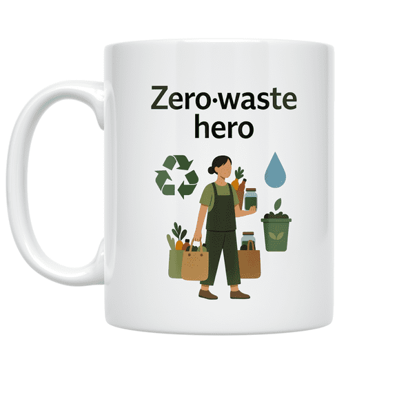 Zero-Waste Hero Artwork - Eco-Friendly Lifestyle Advocate - 11 oz Ceramic Coffee Mug