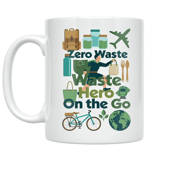 Zero Waste Hero On the Go - Eco-Conscious Traveler - 11 oz Ceramic Coffee Mug