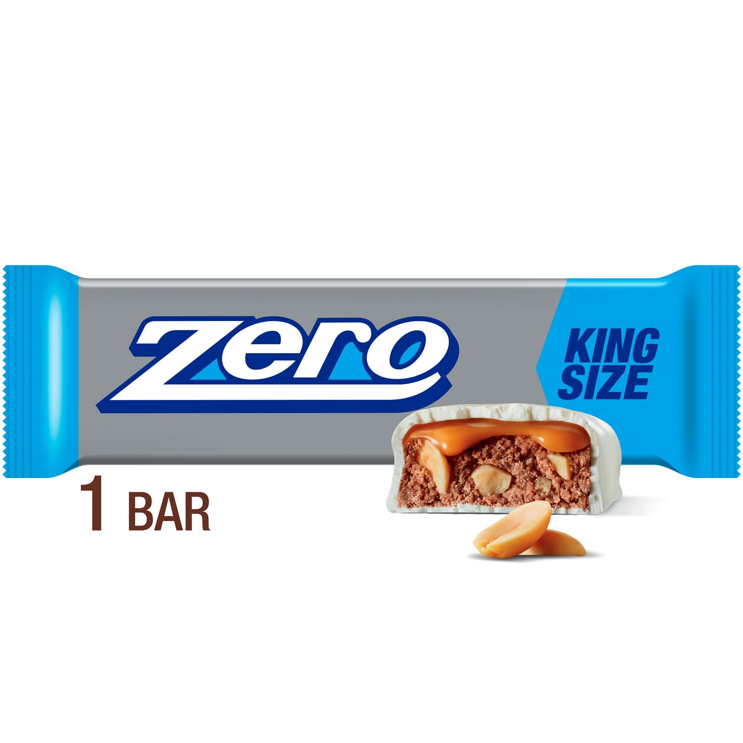 Zero White Fudge, Caramel, Peanut, Almond Nougat King Size Candy, Bar 3.4 oz