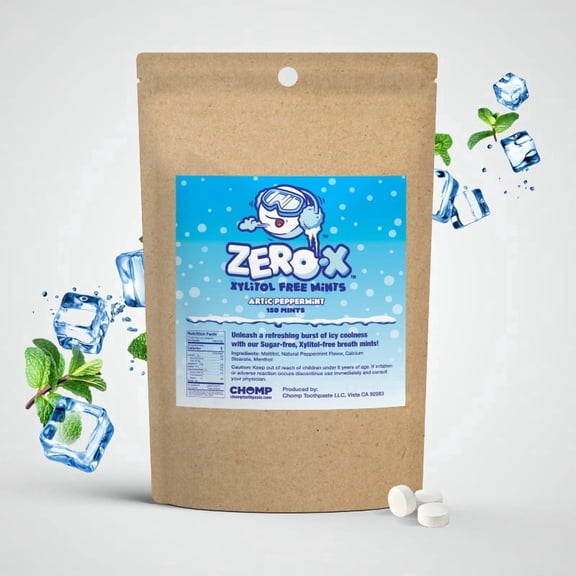 Chomp Xylitol-Free Artic Peppermint Dairy-Free Mint Candy 150 Count 4 oz