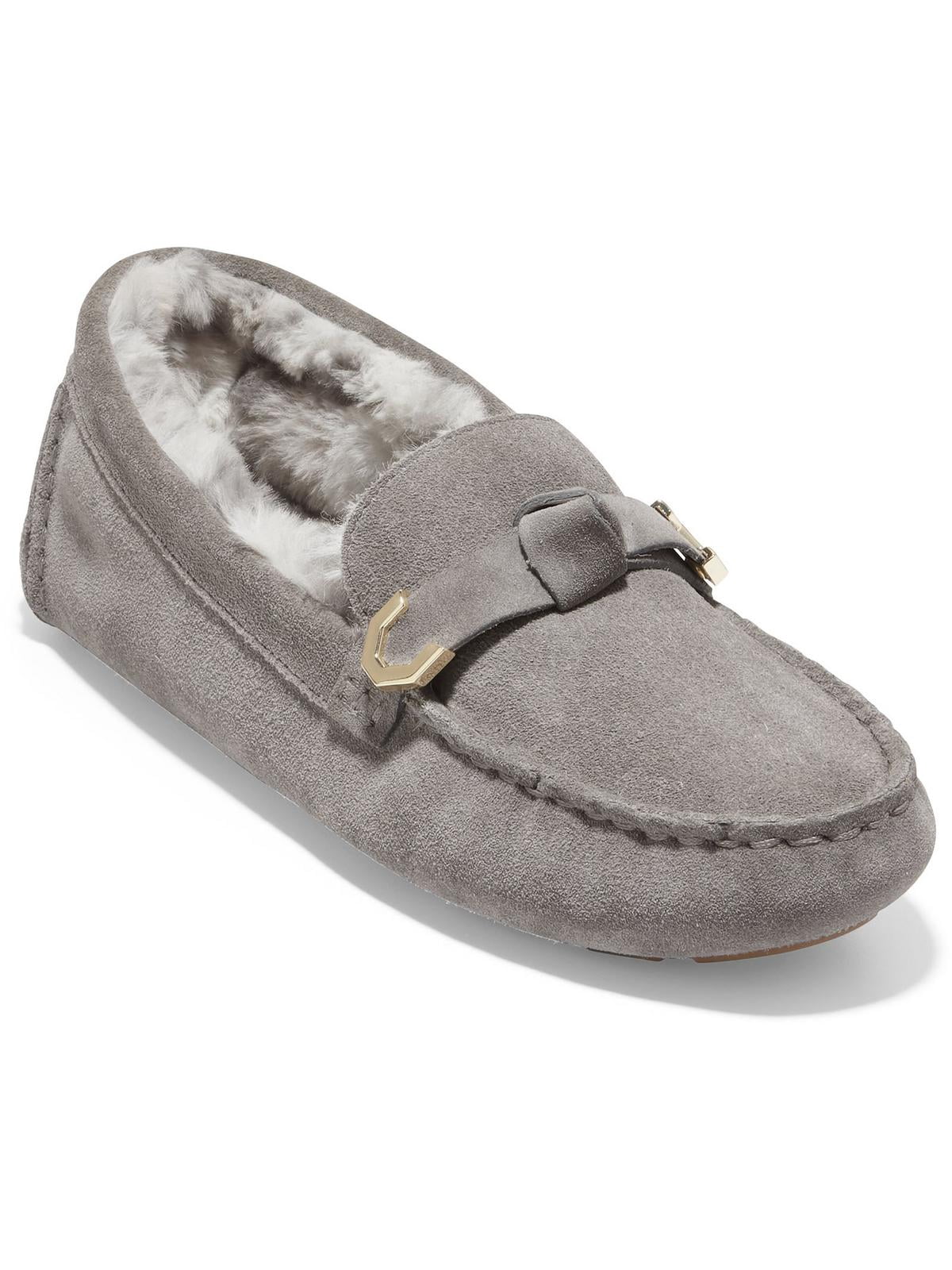 ZeroGrand Cole Haan Womens Evelyn Suede Faux Fur Loafers 