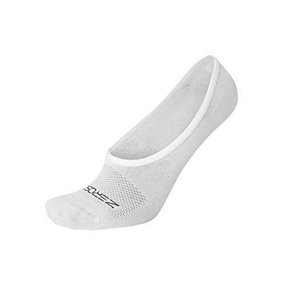 ZeroSock Mens Bamboo Super Low Invisible Socks With Mesh Ventilation with Anti-Slip Gel Heel Grip (4 Pairs Per Box) (Men's Size 12.5-15, White)